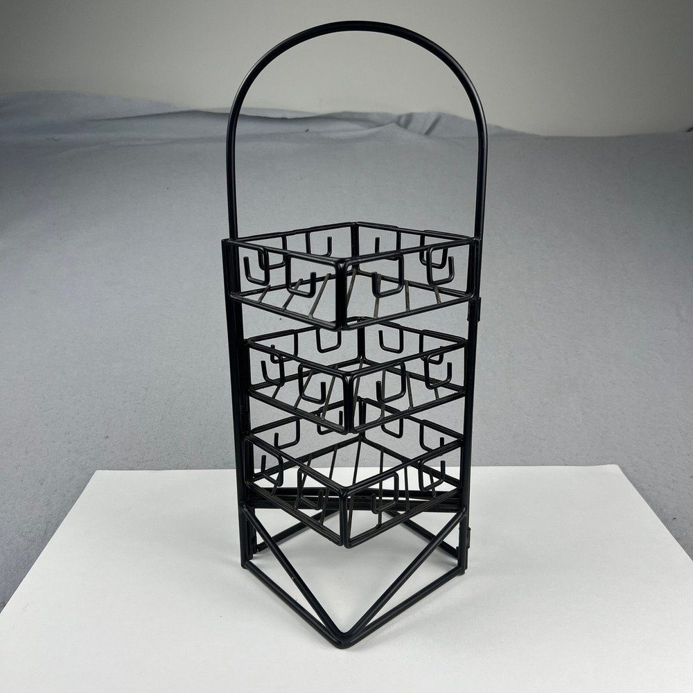 Folding Tiered Metal Wire Display Stand Black 3-Tier Rack 18in Organizer Home
